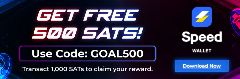 Get Speed Wallet - Get Free 500 SATS with code GOAL500
